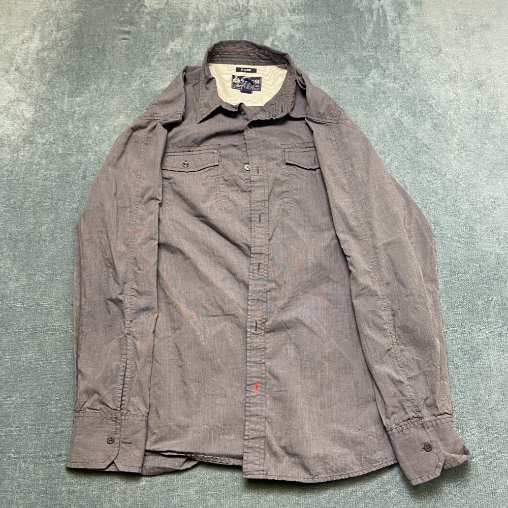 American Rag Cie Shirt Mens XL Gray Cotton Formal Button Up Roll Tab Sleeve